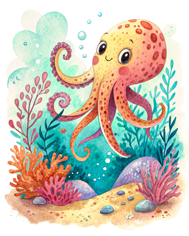 cartoon octopus fabric panel