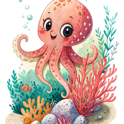 Octopus 100% Cotton Fabric Panel Block EE2988