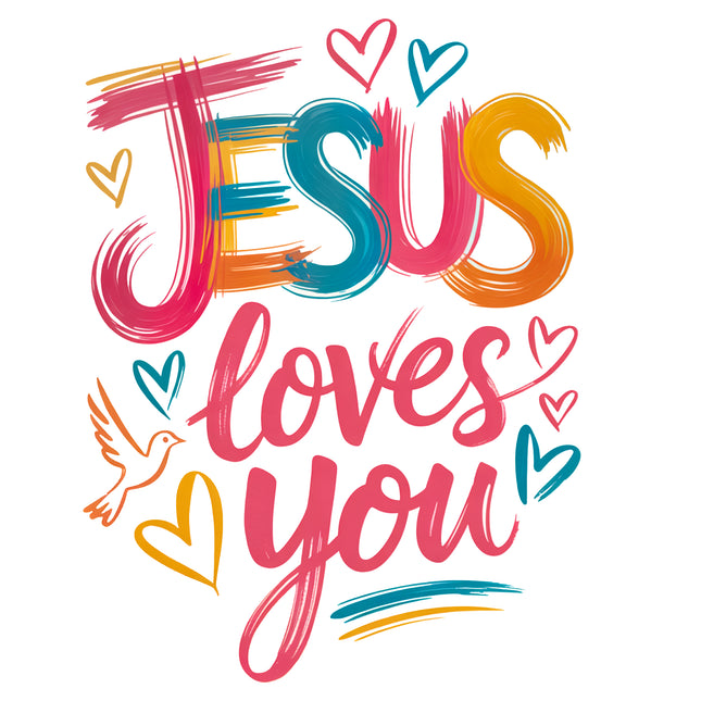 Jesus Loves You Faith 100% Cotton Fabric Panel Block EE3002