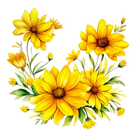 Yellow Daisies 100% Cotton Fabric Panel Block EE305