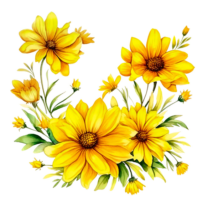 Yellow Daisies 100% Cotton Fabric Panel Block EE305