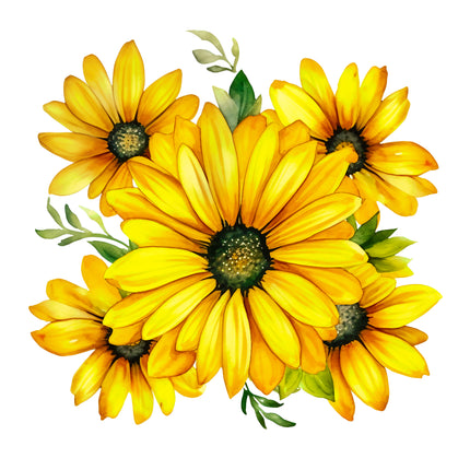 Yellow Daisies 100% Cotton Fabric Panel Block EE306