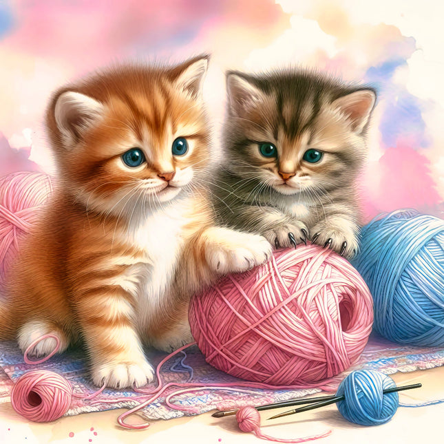 Two kittens quilt panel