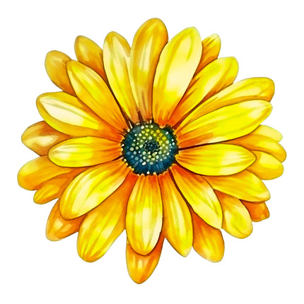 Yellow Daisy Flower 100% Cotton Fabric Panel Block EE309