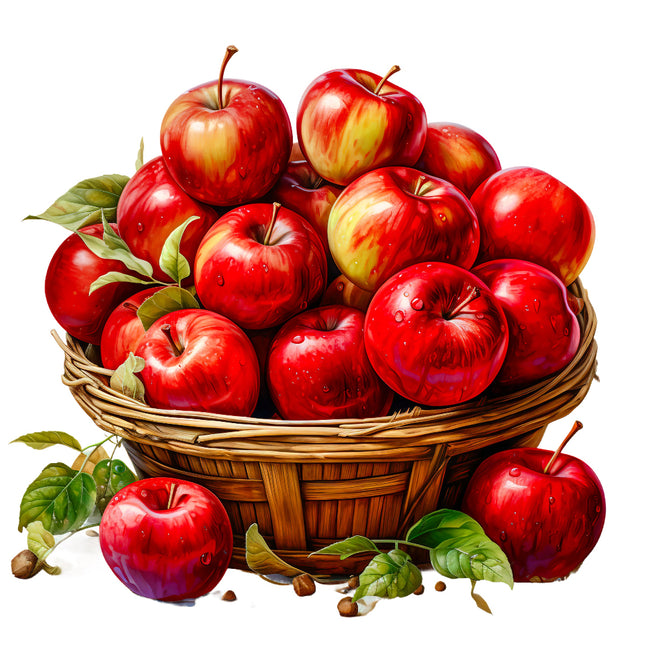 Basket of red apples fabric panel