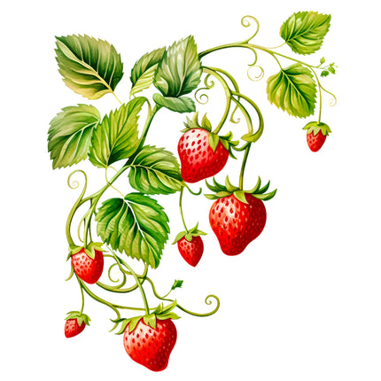 Strawberries 100% Cotton Fabric Panel Block EE533