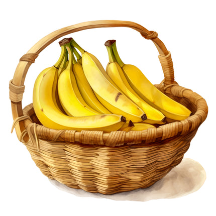 Bananas in Basket 100% Cotton Fabric Panel Block EE534