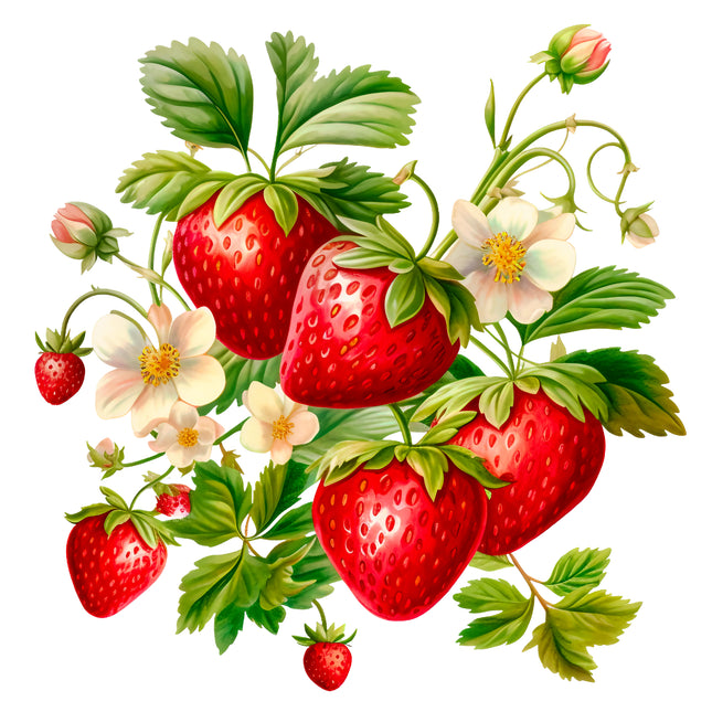 Strawberries 100% Cotton Fabric Panel Block EE536