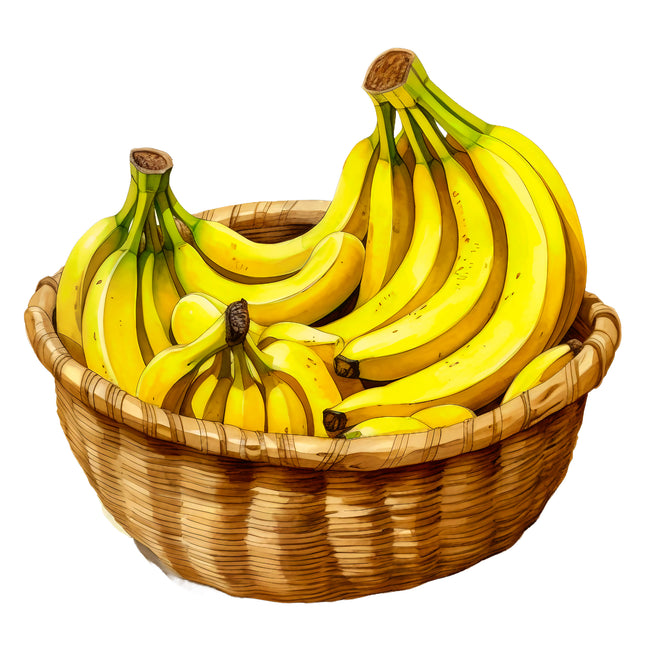 Bananas in Basket 100% Cotton Fabric Panel Block EE537