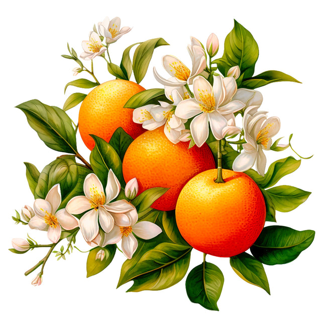 Oranges with green leaves fabric panel