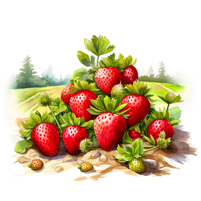 Strawberries 100% Cotton Fabric Panel Block EE542