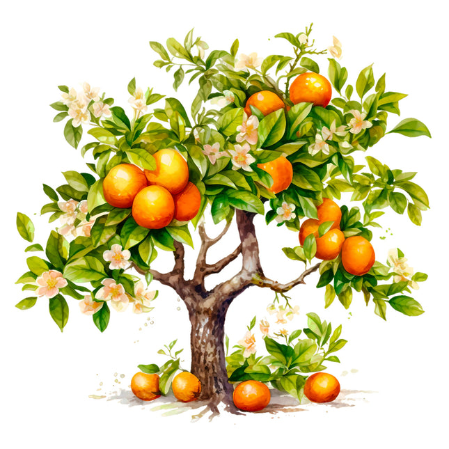orange tree fabric panel