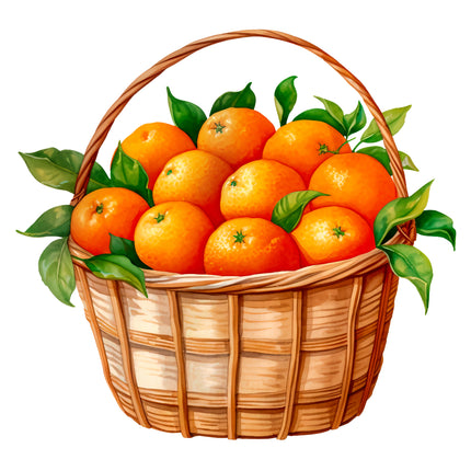 Fruit Oranges in Basket 100% Cotton Fabric Panel Block EE547