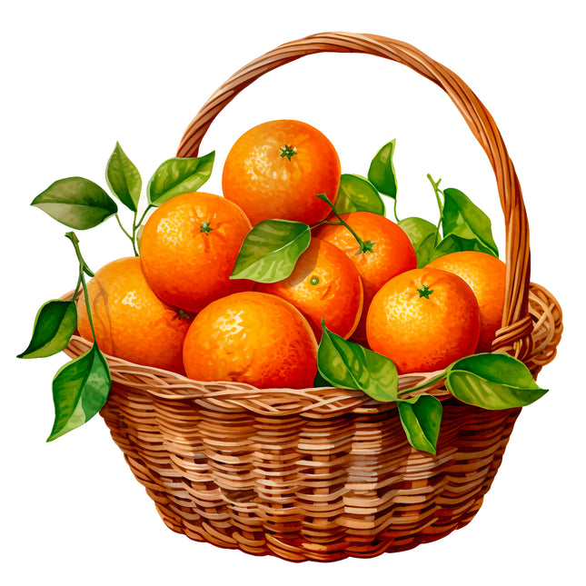 Fruit Oranges in Basket 100% Cotton Fabric Panel Block EE550
