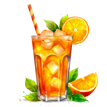 Oranges Drink 100% Cotton Fabric Panel Block EE553