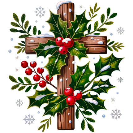 Christmas Cross 100% Cotton Fabric Panel Block EE605