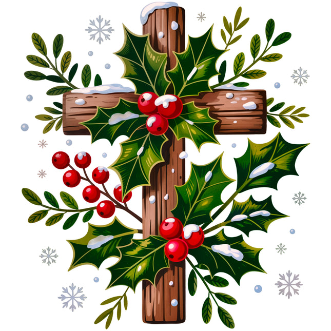 Christmas Cross 100% Cotton Fabric Panel Block EE605