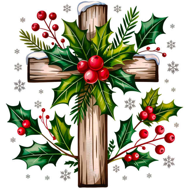 Christmas Cross 100% Cotton Fabric Panel Block EE617