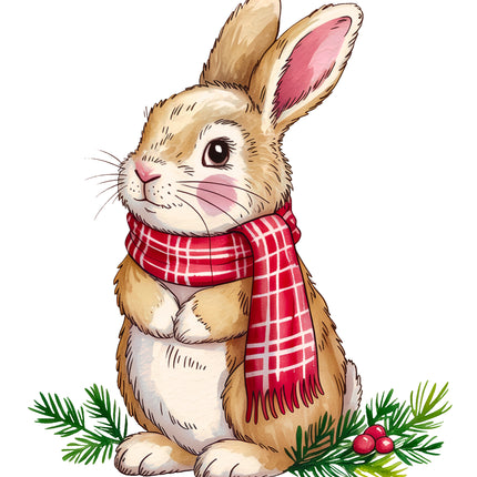 Winter Bunny Rabbit 100% Cotton Fabric Panel Block EE622