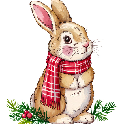 Winter Bunny Rabbit 100% Cotton Fabric Panel Block FLIP-EE622