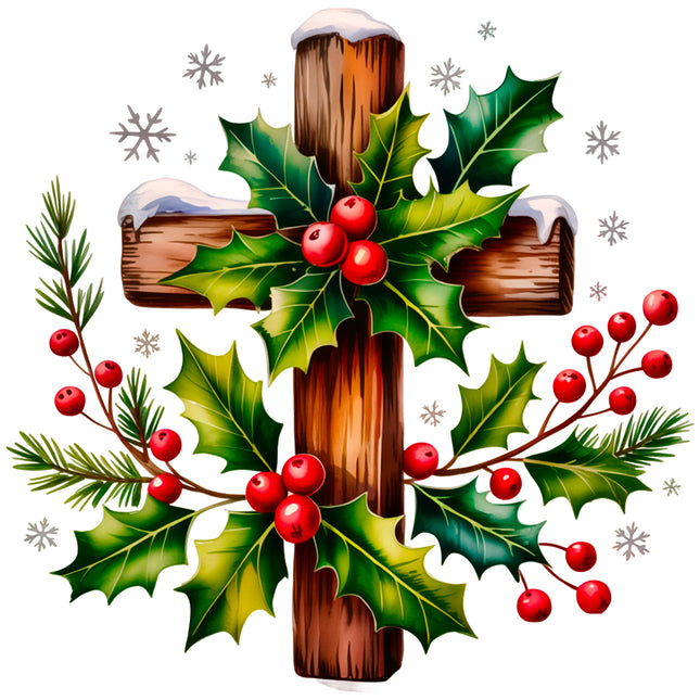 Christmas Cross 100% Cotton Fabric Panel Block EE631