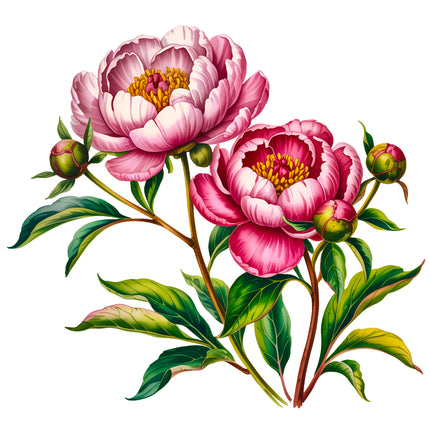 Pink Carnation Flowers 100% Cotton Fabric Panel Block EE632