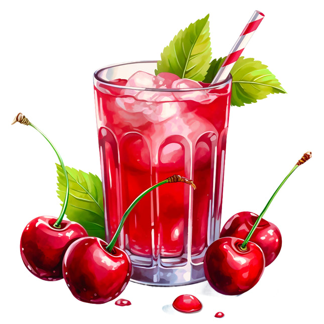 Cherries / Drink 100% Cotton Fabric Panel Block EE660