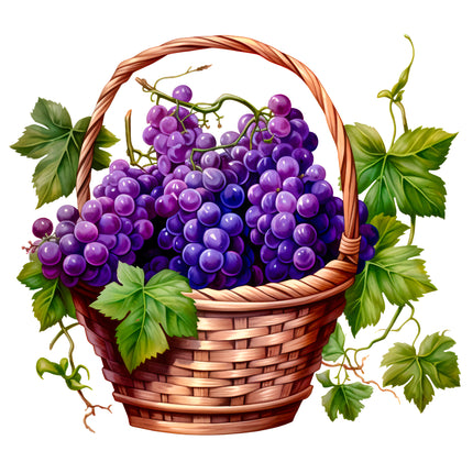 Fruit Grapes in Basket 100% Cotton Fabric Panel Block EE668