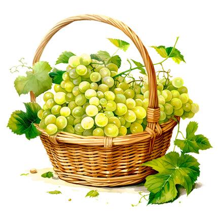 Fruit Grapes in Basket 100% Cotton Fabric Panel Block EE671