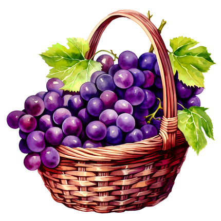 Fruit Grapes in Basket 100% Cotton Fabric Panel Block EE672