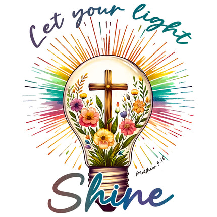 Matthew 5:16 Let Your Light Shine 100% Cotton Fabric Panel Block EE703