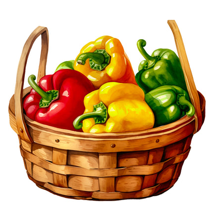 Peppers in Basket 100% Cotton Fabric Panel Block EE746