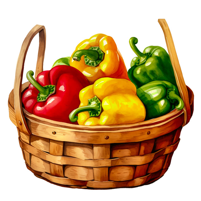 Peppers in Basket 100% Cotton Fabric Panel Block EE746