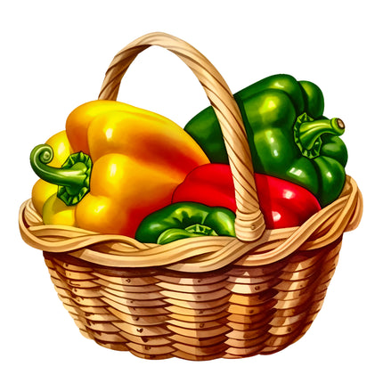 Peppers in Basket 100% Cotton Fabric Panel Block EE747