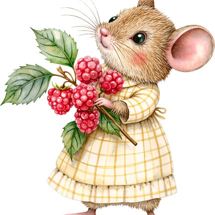 Raspberry Mouse 100% Cotton Fabric Panel Block EE804