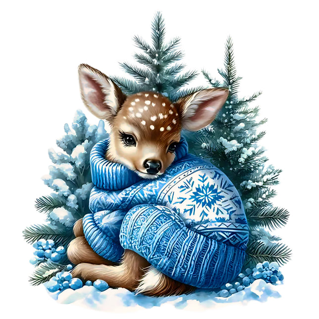 Winter Deer 100% Cotton Fabric Panel Block EE872