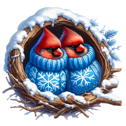 Winter Cardinals 100% Cotton Fabric Panel Block EE889