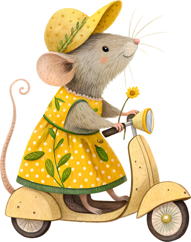 Lemon Mouse 100% Cotton Fabric Panel Block EE896