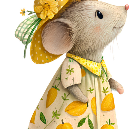 Lemon Mouse 100% Cotton Fabric Panel Block EE897