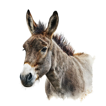 A digitally printed fabric panel featuring a donkey's head 