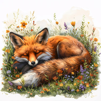 Sleeping fox quilt block