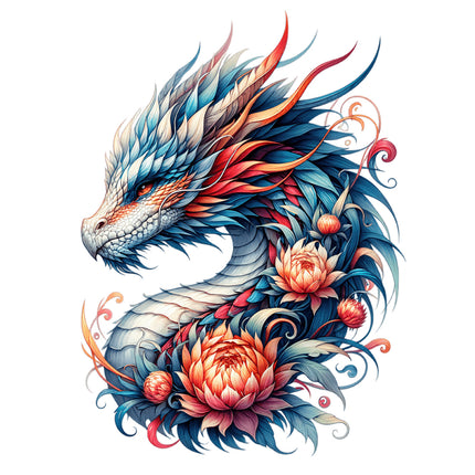 Colorful dragon fabric panel