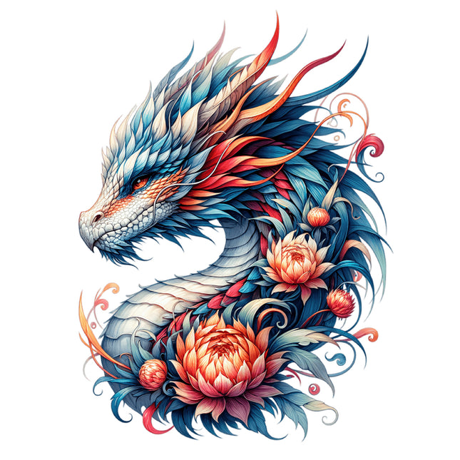 Colorful dragon fabric panel