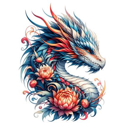 Colorful dragon quilt block