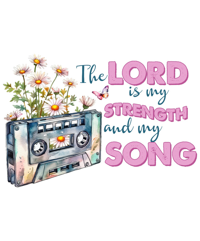 Lord is my Strength & Song 100% Cotton Fabric Panel Block ET4687