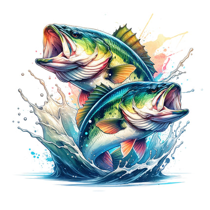 A digitally printed 100% cotton fabric panel featuring a vibrant image of two fish 