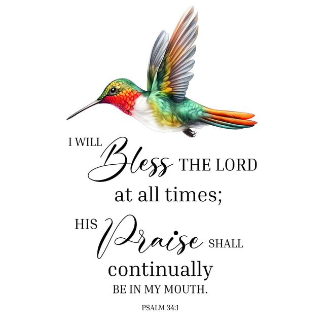 Psalm 34:1 Scripture 100% Cotton Fabric Panel Block ET5233