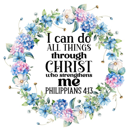 Philippians 4:13 Scripture 100% Cotton Fabric Panel Block ET5255