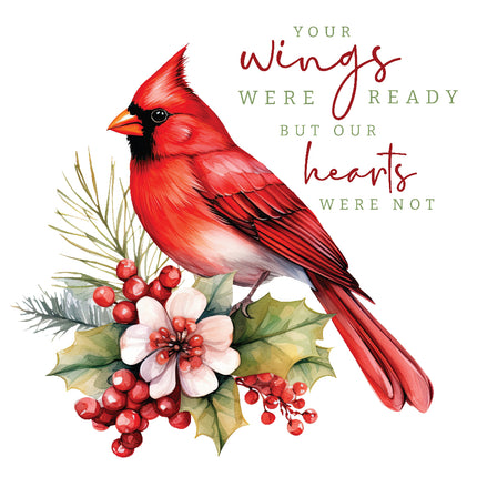 A fabric panel featuring a red cardinal