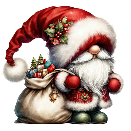 Santa Christmas Gnome 100% Cotton Fabric Panel Block FLIP-ET559